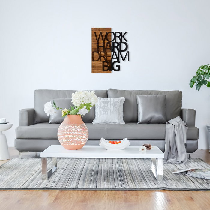 Wallity Work Hard Dream Big Escultura de Pared Negro y Nogal Wallity Work Hard Dream Big Escultura de Pared Negro y Nogal